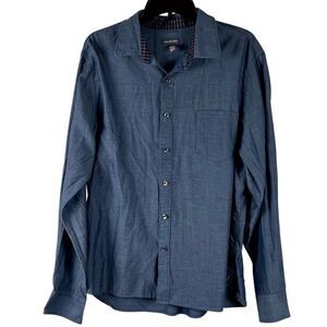 Van Heusen Long Sleeve Button Up Denim Look Shirt XL 17-17 1/2